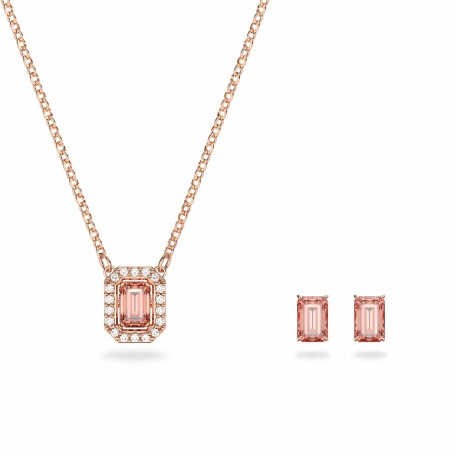 Σετ Swarovski Millenia, Οκταγωνική κοπή, Ροζ, Επιμετάλλωση σε ροζ χρυσαφί τόνο