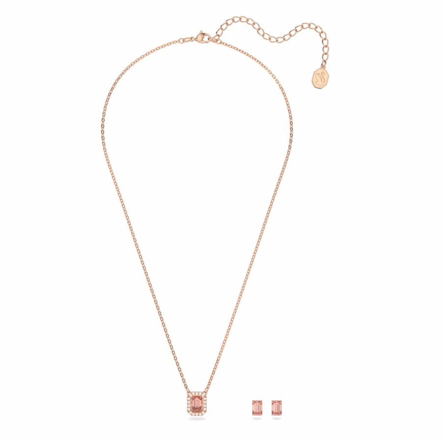 Σετ Swarovski Millenia, Οκταγωνική κοπή, Ροζ, Επιμετάλλωση σε ροζ χρυσαφί τόνο - Image 2