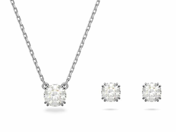 Σετ Swarovski Constella, Οτρογγυλή κοπή, Λευκό, Επιμετάλλωση ροδίου
