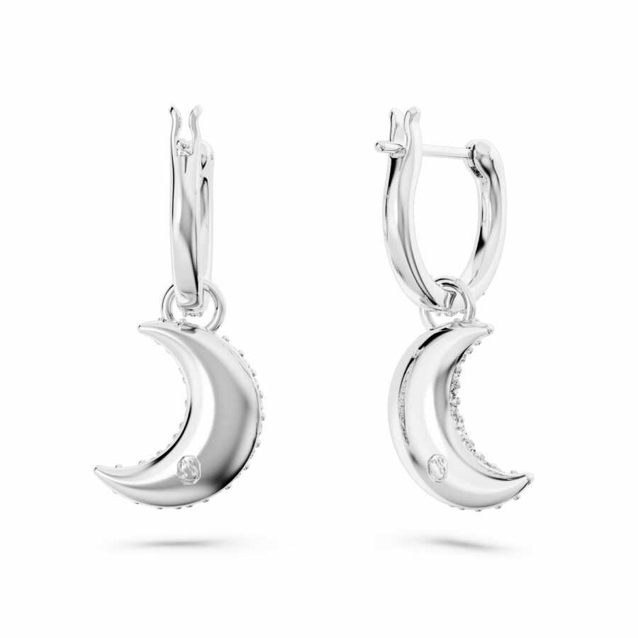 Σκουλαρίκια-σταγόνα Luna, Φεγγάρι, Λευκά, Επιμετάλλωση ροδίου - Image 4