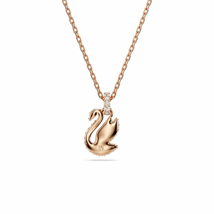 Μενταγιόν Swarovski Swan, Κύκνος, Mικρό, Μαύρο, Επιμετάλλωση σε ροζ χρυσαφί τόνο - Image 4