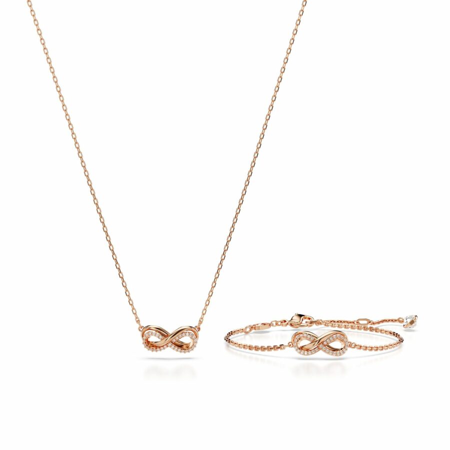 Σετ Swarovski Hyperbola, Άπειρο, Λευκό, Επιμετάλλωση σε ροζ χρυσαφί τόνο