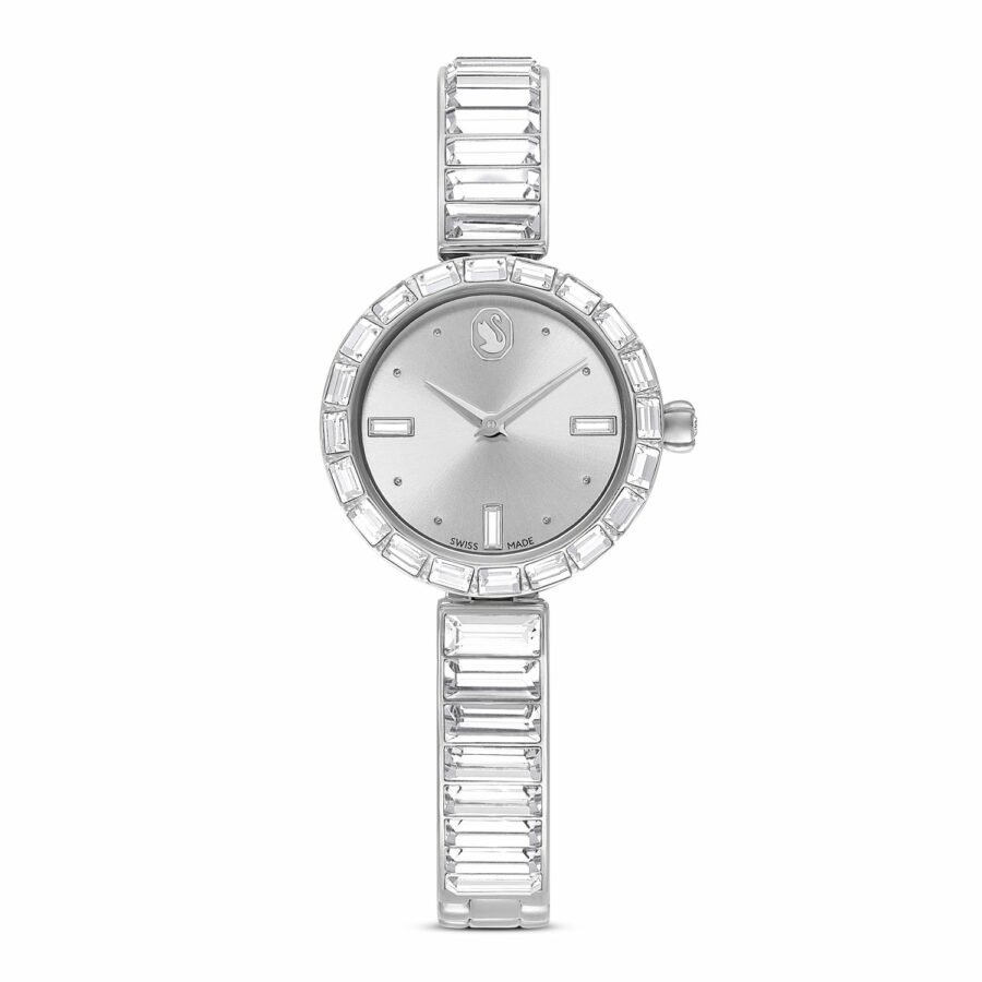 Ρολόι Matrix Bangle, Eλβετικής κατασκευής, Κρυστάλλινο μπρασελέ, Ασημί τόνος, Ανοξείδωτο ατσάλι