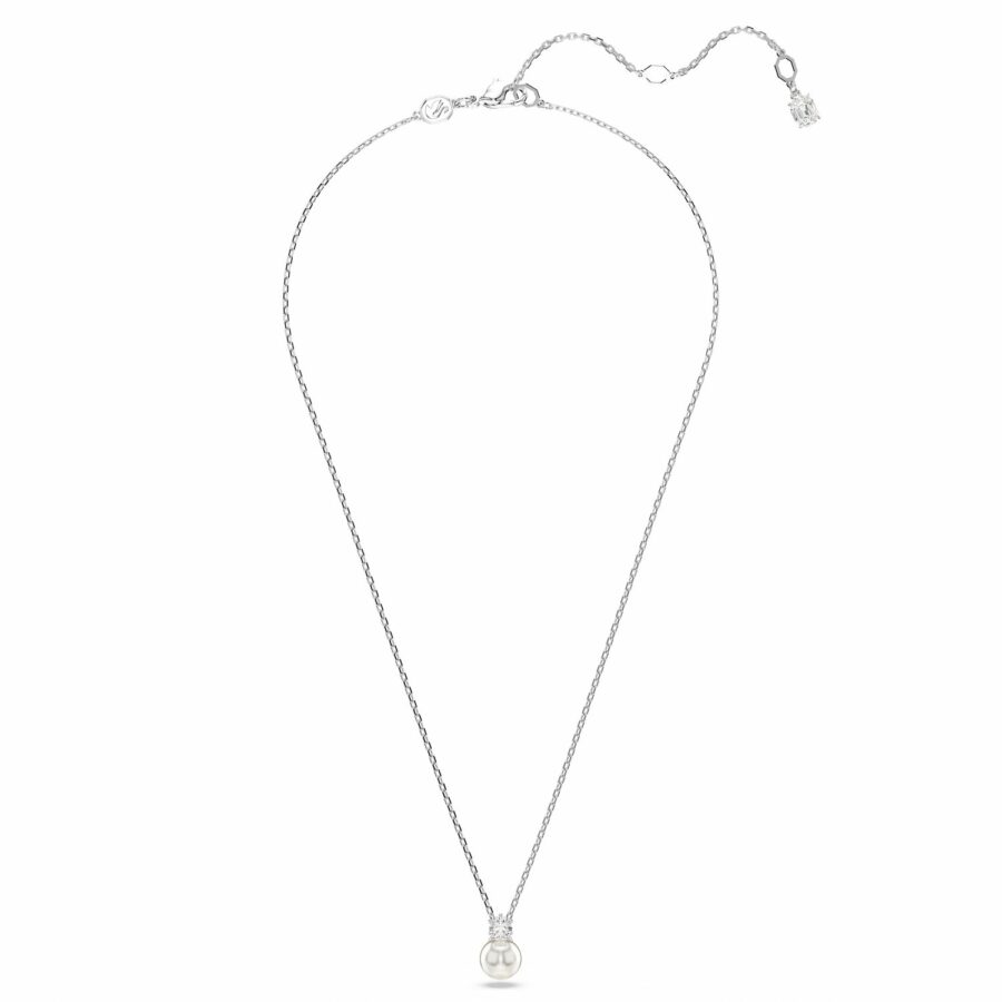Μενταγιόν Matrix, Crystal pearl, Στρογγυλή κοπή, Λευκό, Επιμετάλλωση ροδίου - Image 3