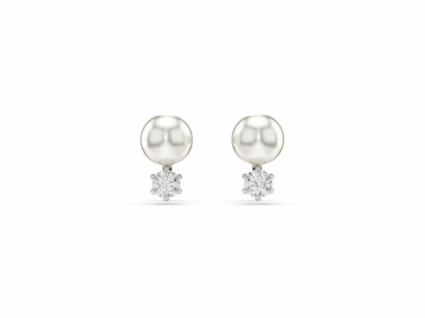 Σκουλαρίκια με καραφάκι Matrix, Crystal pearl, Στρογγυλή κοπή, Λευκά, Επιμετάλλωση ροδίου