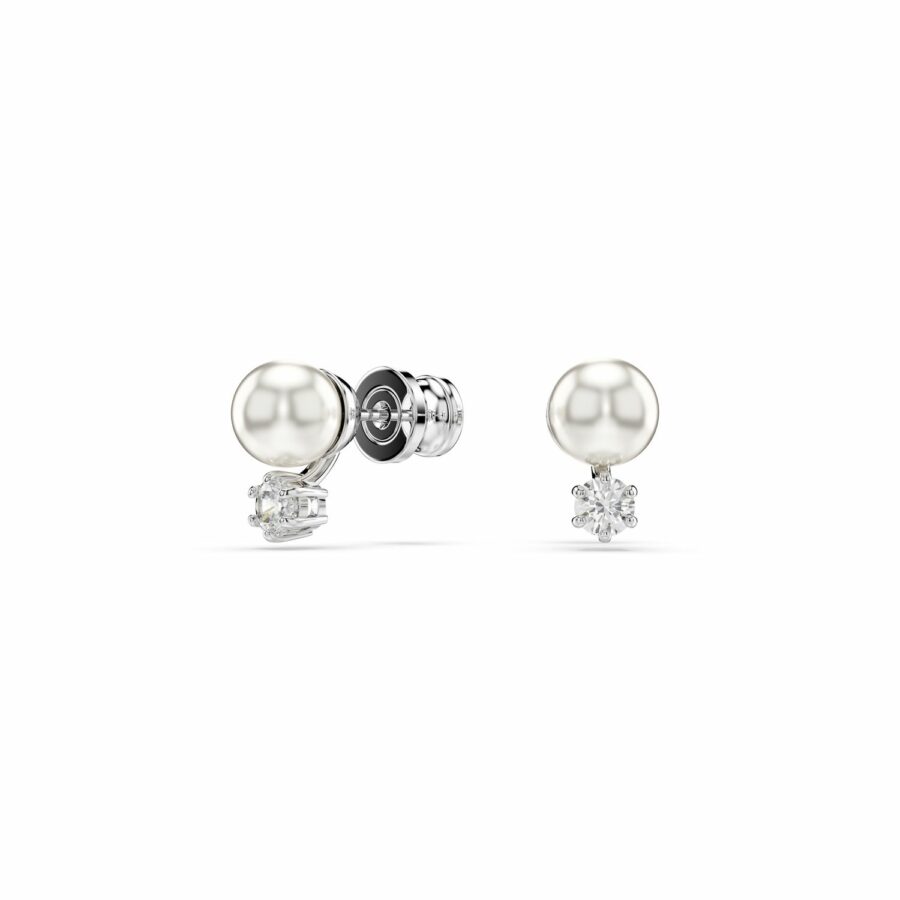 Σκουλαρίκια με καραφάκι Matrix, Crystal pearl, Στρογγυλή κοπή, Λευκά, Επιμετάλλωση ροδίου - Image 2
