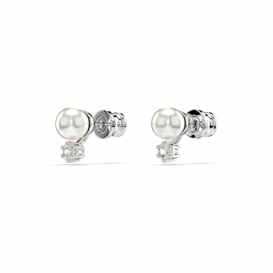 Σκουλαρίκια με καραφάκι Matrix, Crystal pearl, Στρογγυλή κοπή, Λευκά, Επιμετάλλωση ροδίου - Image 3