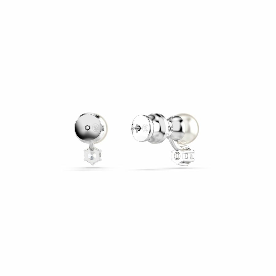 Σκουλαρίκια με καραφάκι Matrix, Crystal pearl, Στρογγυλή κοπή, Λευκά, Επιμετάλλωση ροδίου - Image 4