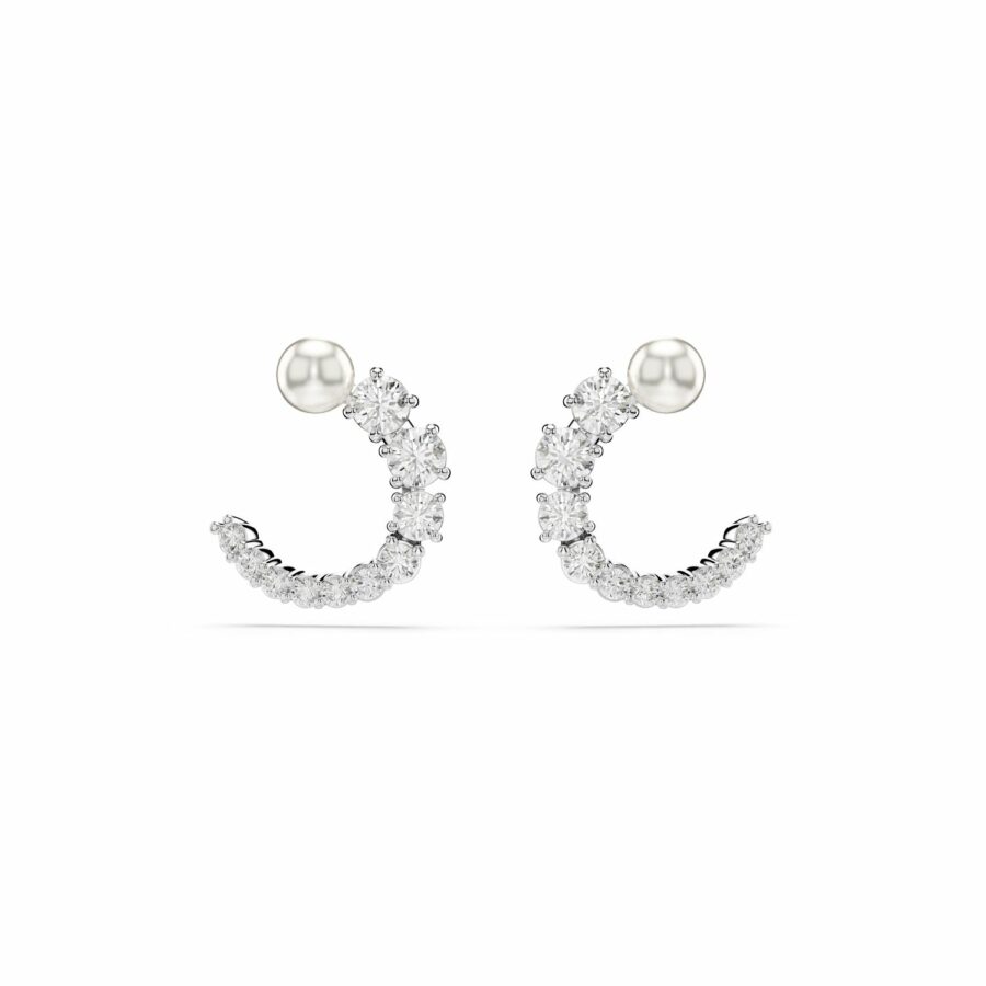 Κρίκοι Matrix, Crystal pearl, Στρογγυλή κοπή, Λευκά, Επιμετάλλωση ροδίου