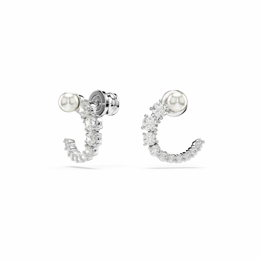 Κρίκοι Matrix, Crystal pearl, Στρογγυλή κοπή, Λευκά, Επιμετάλλωση ροδίου - Image 2