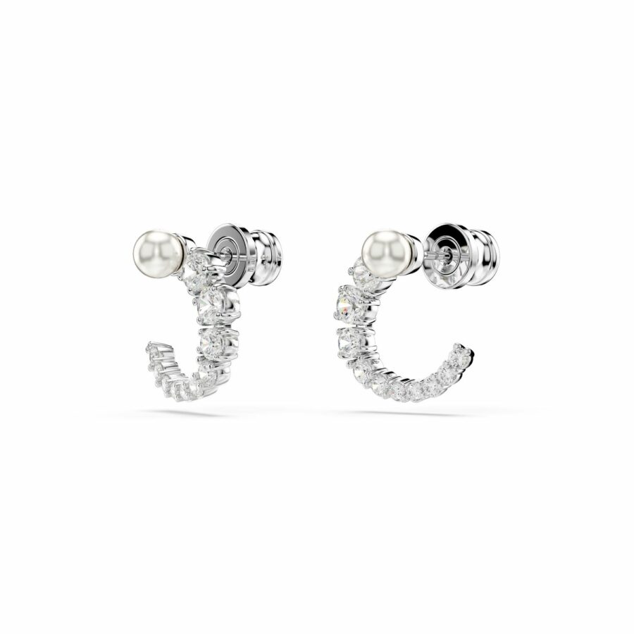 Κρίκοι Matrix, Crystal pearl, Στρογγυλή κοπή, Λευκά, Επιμετάλλωση ροδίου - Image 3
