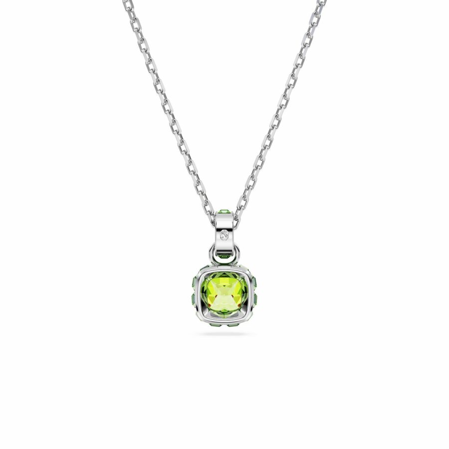 Μενταγιόν Birthstone, Τετράγωνη κοπή, Αύγουστος, Πράσινο, Επιμετάλλωση ροδίου - Image 4