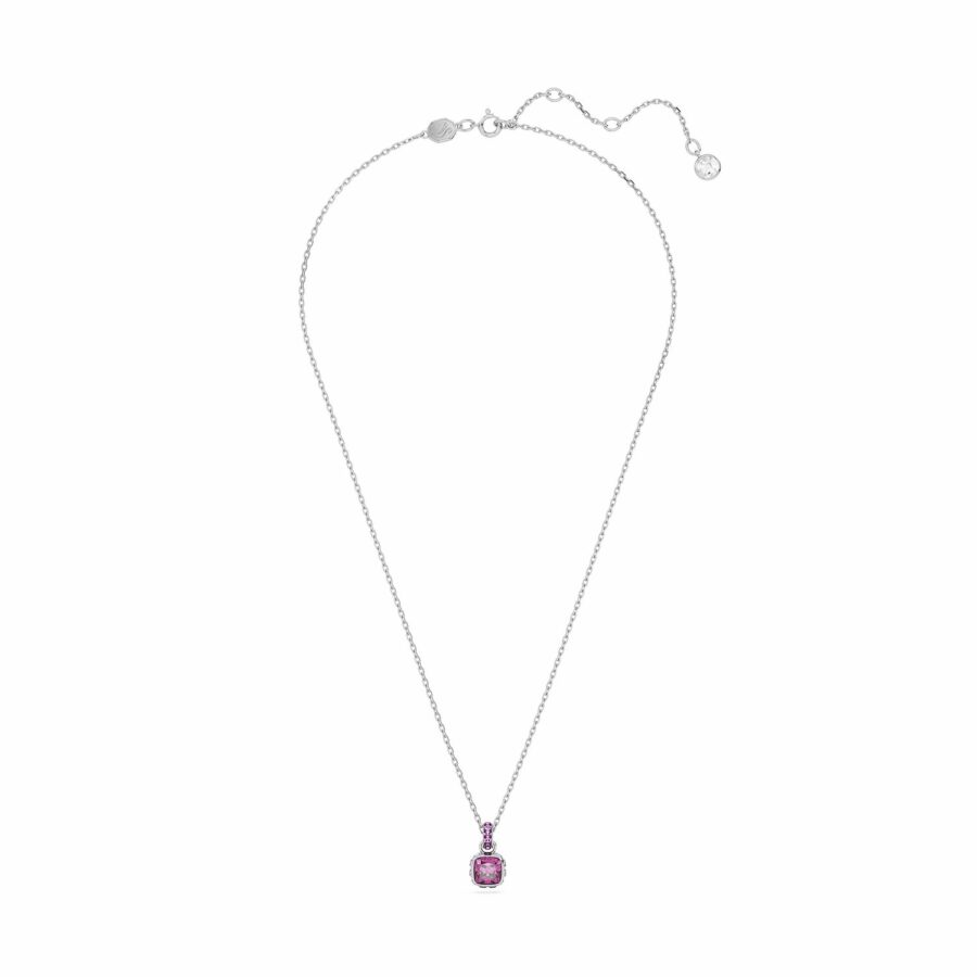 Μενταγιόν Birthstone, Τετράγωνη κοπή, Φεβρουάριος, Μοβ, Επιμετάλλωση ροδίου - Image 2