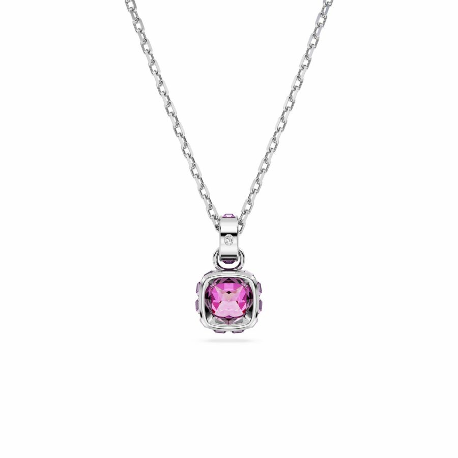 Μενταγιόν Birthstone, Τετράγωνη κοπή, Φεβρουάριος, Μοβ, Επιμετάλλωση ροδίου - Image 3