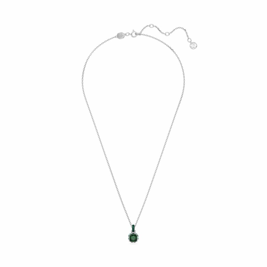 Μενταγιόν Birthstone, Τετράγωνη κοπή, Μάιος, Πράσινο, Επιμετάλλωση ροδίου - Image 2
