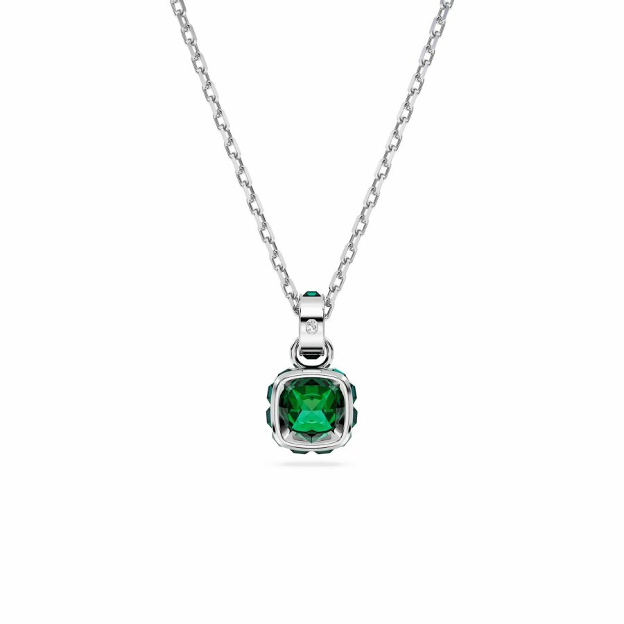 Μενταγιόν Birthstone, Τετράγωνη κοπή, Μάιος, Πράσινο, Επιμετάλλωση ροδίου - Image 4