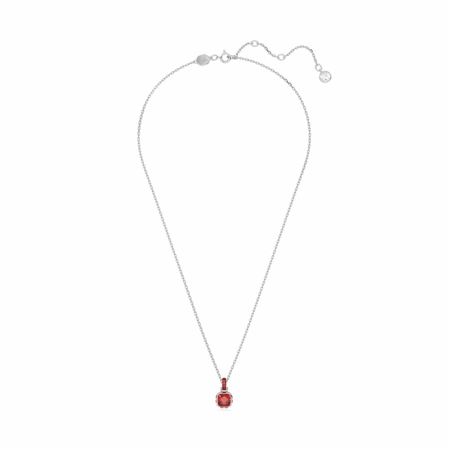 Μενταγιόν Birthstone, Τετράγωνη κοπή, Ιούλιος, Κόκκινο, Επιμετάλλωση ροδίου - Image 2