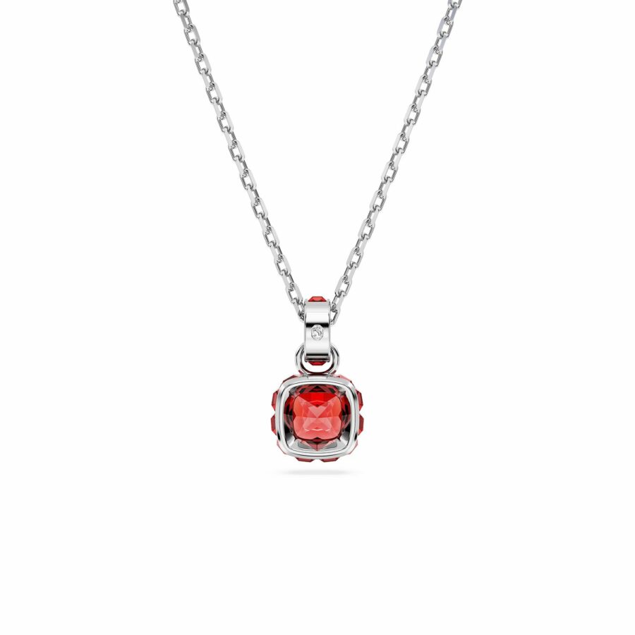 Μενταγιόν Birthstone, Τετράγωνη κοπή, Ιούλιος, Κόκκινο, Επιμετάλλωση ροδίου - Image 4
