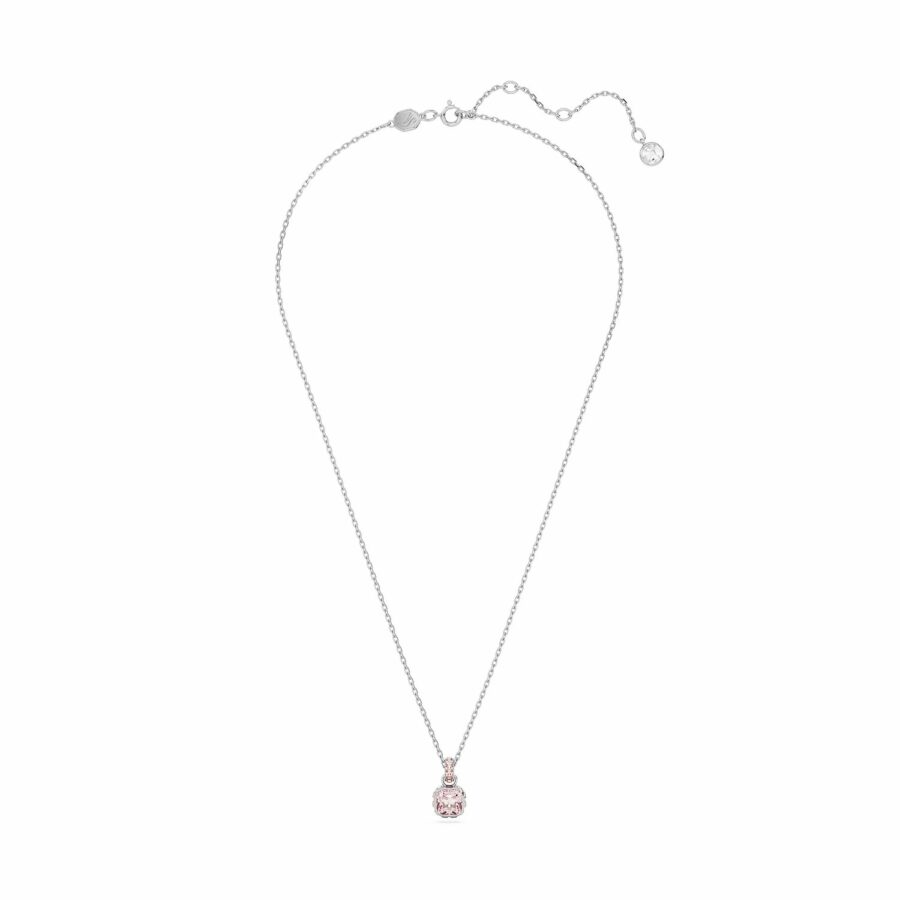 Μενταγιόν Birthstone, Τετράγωνη κοπή, Ιούνιος, Ροζ, Επιμετάλλωση ροδίου - Image 2