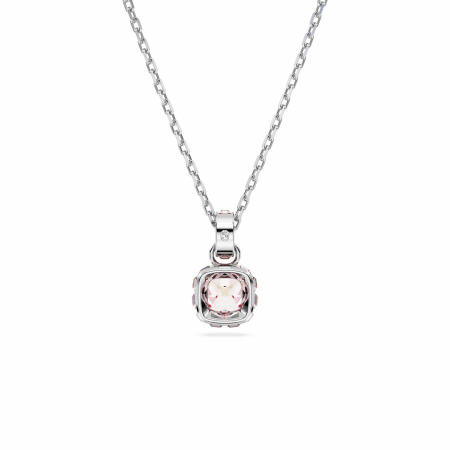 Μενταγιόν Birthstone, Τετράγωνη κοπή, Ιούνιος, Ροζ, Επιμετάλλωση ροδίου - Image 4