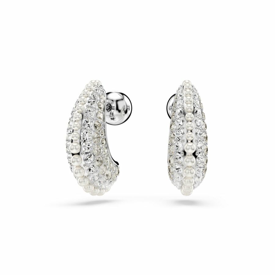 Σκουλαρίκια-σταγόνα Sublima, Crystal pearl, Στρογγυλή κοπή, Mικρά, Λευκά, Επιμετάλλωση ροδίου - Image 2
