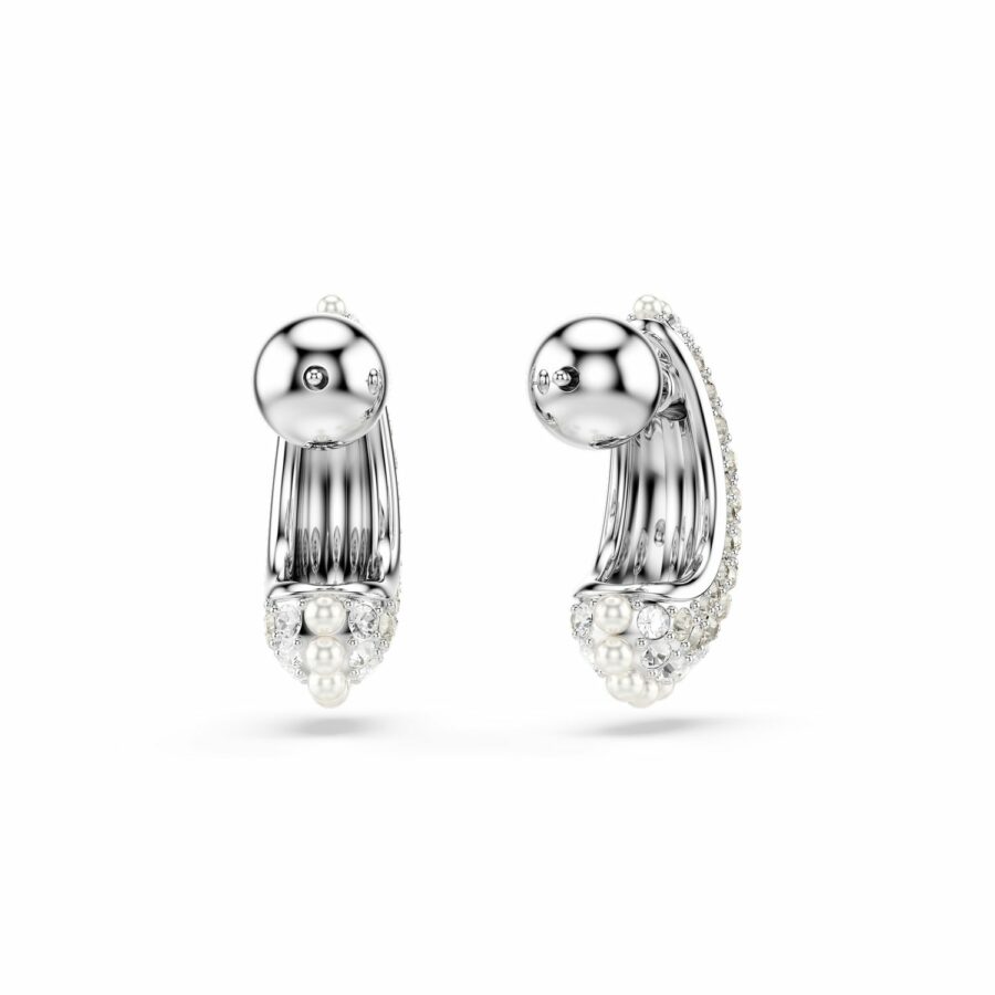 Σκουλαρίκια-σταγόνα Sublima, Crystal pearl, Στρογγυλή κοπή, Mικρά, Λευκά, Επιμετάλλωση ροδίου - Image 4