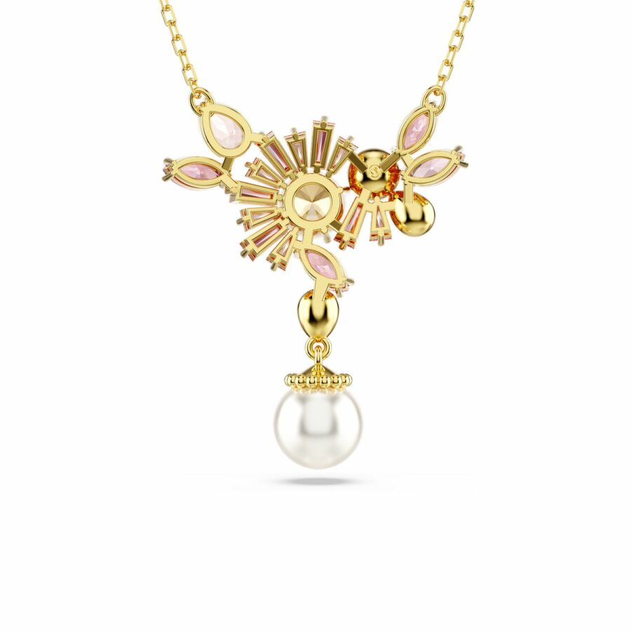 Μενταγιόν Gema, Μικτές κοπές, Crystal pearl, Λουλούδι, Ροζ, Επιμετάλλωση σε χρυσαφί τόνο - Image 4