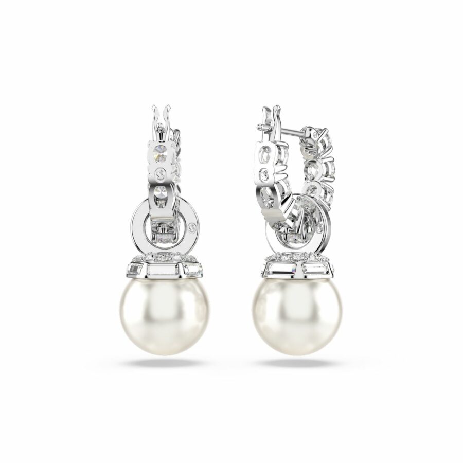 Σκουλαρίκια-σταγόνα Matrix, Crystal pearl, Στρογγυλή κοπή, Λευκά, Επιμετάλλωση ροδίου - Image 4