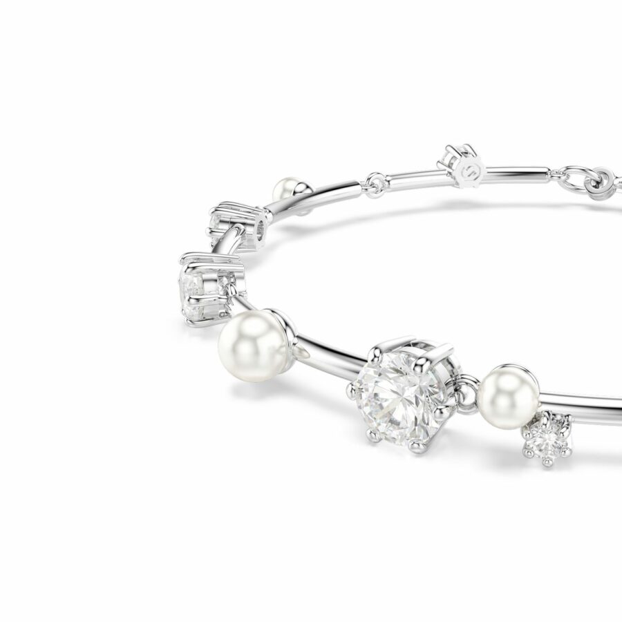 Βραχιόλι Tennis Constella, Crystal pearl, Στρογγυλές κοπές, Λευκό, Επιμετάλλωση ροδίου - Image 4