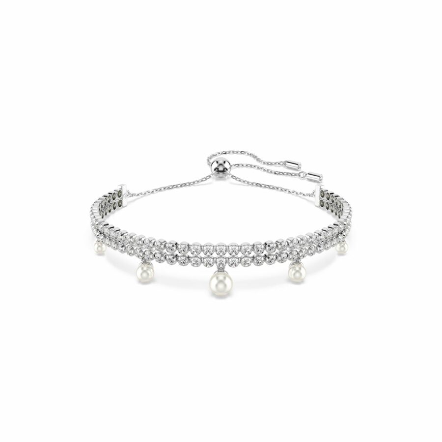 Βραχιόλι Ariana Grande x Swarovski, Crystal pearl, Στρογγυλή κοπή, Λευκό, Επιμετάλλωση ροδίου