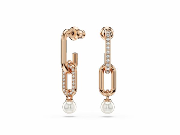 Σκουλαρίκια-σταγόνα Constella, Crystal pearl, Στρογγυλή κοπή, Λευκά, Επιμετάλλωση σε ροζ χρυσαφί τόνο