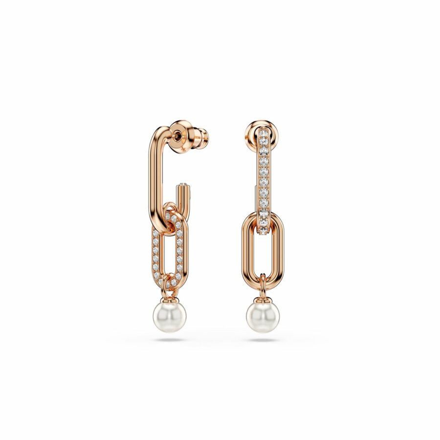 Σκουλαρίκια-σταγόνα Constella, Crystal pearl, Στρογγυλή κοπή, Λευκά, Επιμετάλλωση σε ροζ χρυσαφί τόνο