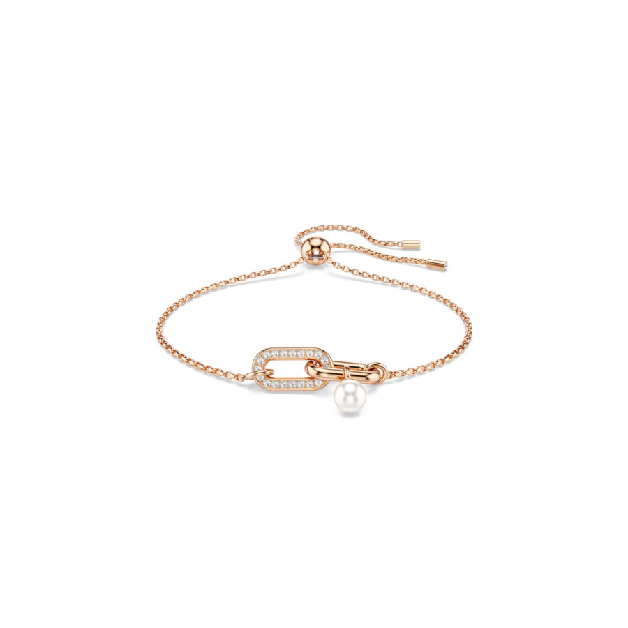 Βραχιόλι Constella, Crystal pearl, Στρογγυλή κοπή, Λευκό, Επιμετάλλωση σε ροζ χρυσαφί τόνο