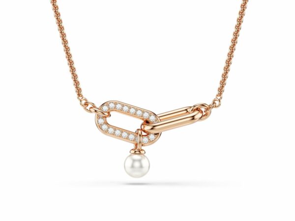 Μενταγιόν Constella, Crystal pearl, Στρογγυλή κοπή, Λευκό, Επιμετάλλωση σε ροζ χρυσαφί τόνο