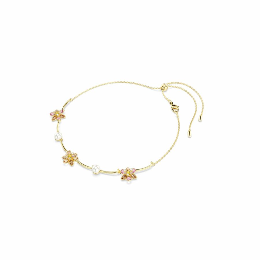 Κολιέ Idyllia, Crystal pearl, Μείξη κοπών, Λουλούδι, Πολύχρωμο, Επιμετάλλωση σε χρυσαφί τόνο - Image 2