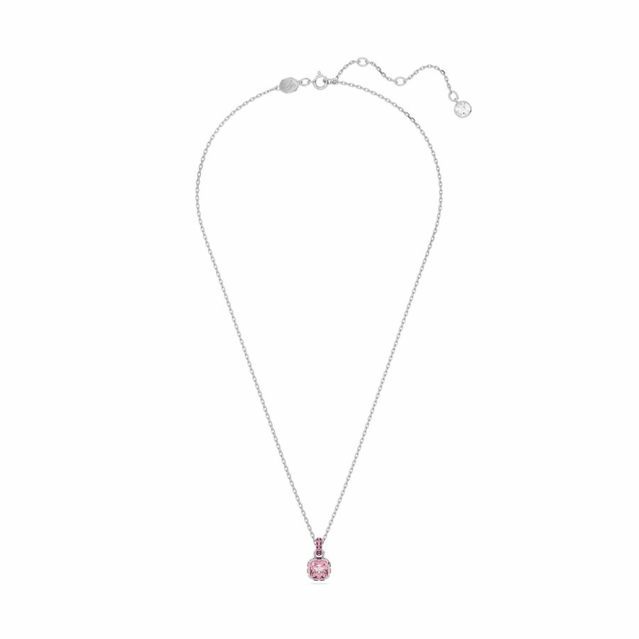Μενταγιόν Birthstone, Τετράγωνη κοπή, Οκτώβριος, Ροζ, Επιμετάλλωση ροδίου - Image 2