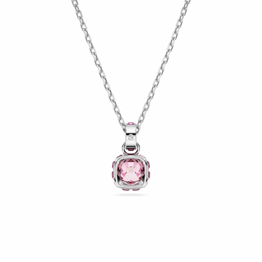 Μενταγιόν Birthstone, Τετράγωνη κοπή, Οκτώβριος, Ροζ, Επιμετάλλωση ροδίου - Image 4