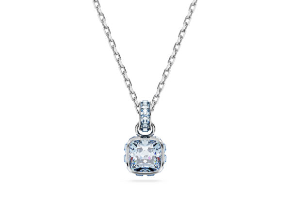 Μενταγιόν Birthstone, Τετράγωνη κοπή, Μάρτιος, Μπλε, Επιμετάλλωση ροδίου