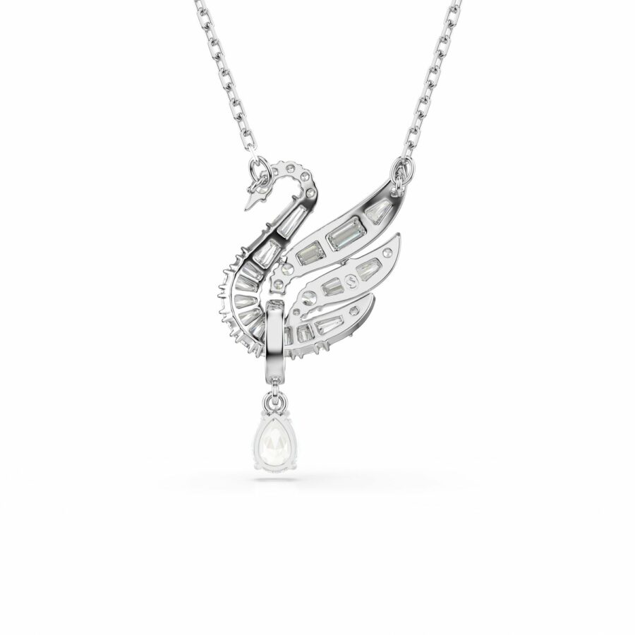 Μενταγιόν Swan, Κύκνος, Λευκό, Επιμετάλλωση ροδίου - Image 5