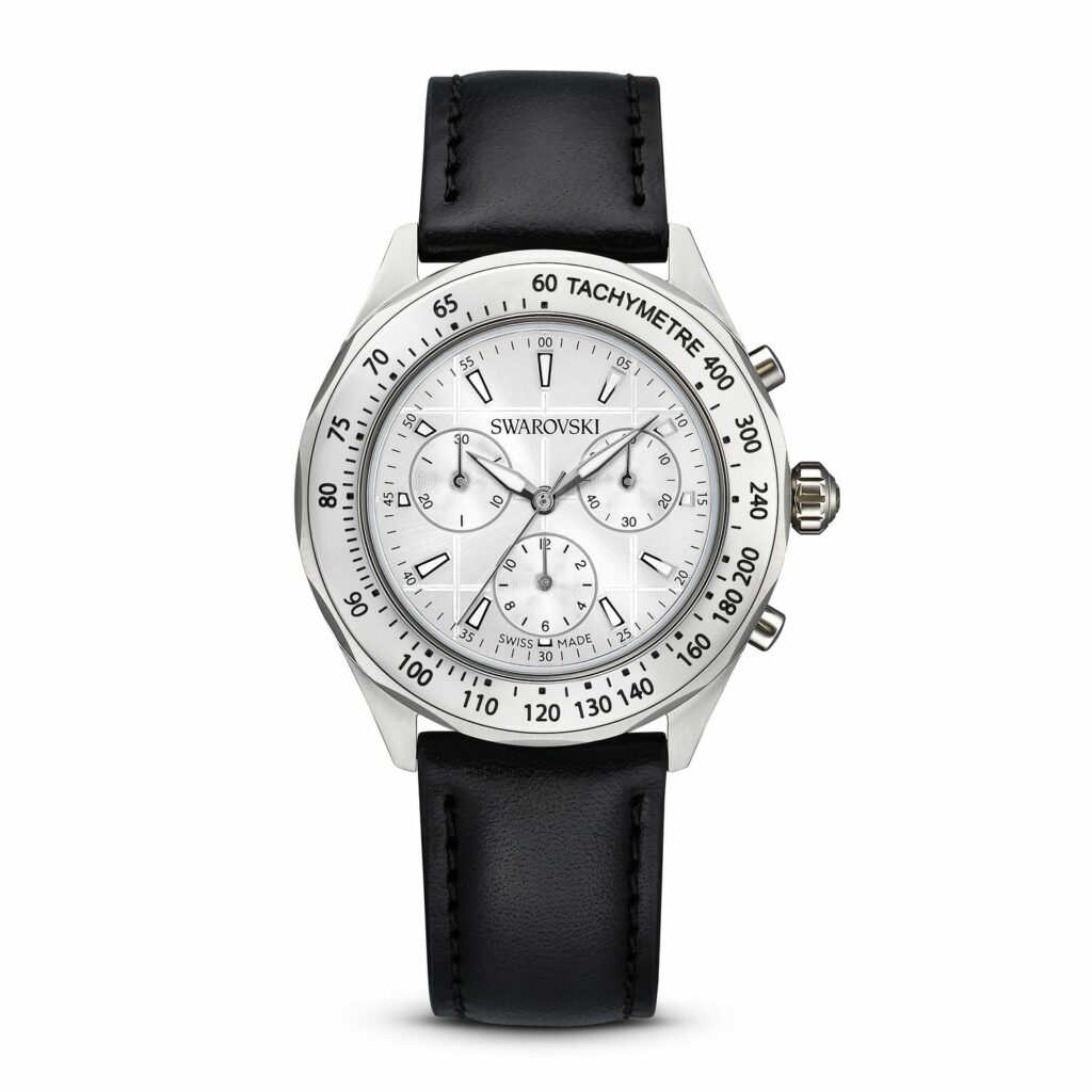 Ρολόι Dextera tachymetre, Swiss Made, Δερμάτινο λουράκι, Ασημί τόνος, Ανοξείδωτο ατσάλι