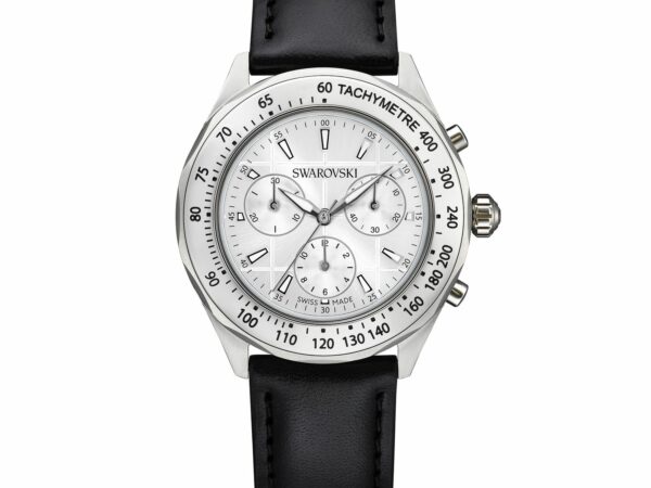 Ρολόι Dextera tachymetre, Swiss Made, Δερμάτινο λουράκι, Ασημί τόνος, Ανοξείδωτο ατσάλι