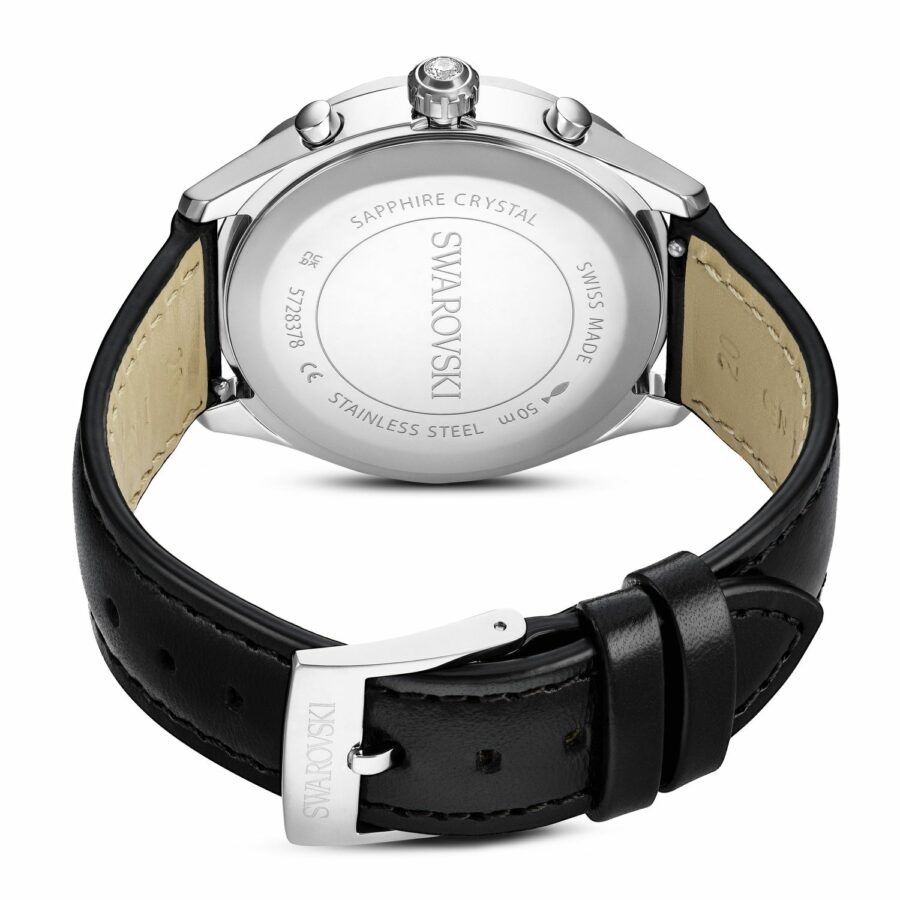 Ρολόι Dextera tachymetre, Swiss Made, Δερμάτινο λουράκι, Ασημί τόνος, Ανοξείδωτο ατσάλι - Image 3