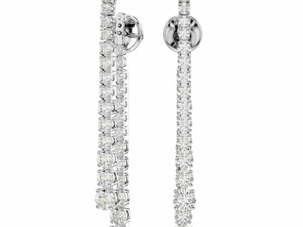 Σκουλαρίκια-σταγόνα Matrix, Διαβαθμισμένες στρογγυλές κοπές, Λευκά, Επιμετάλλωση ροδίου