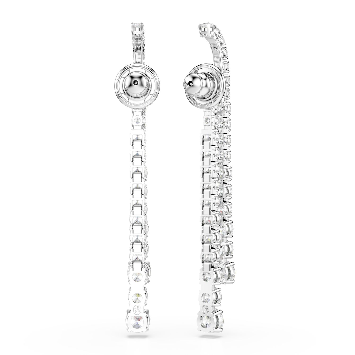 Σκουλαρίκια-σταγόνα Matrix, Διαβαθμισμένες στρογγυλές κοπές, Λευκά, Επιμετάλλωση ροδίου - Image 4