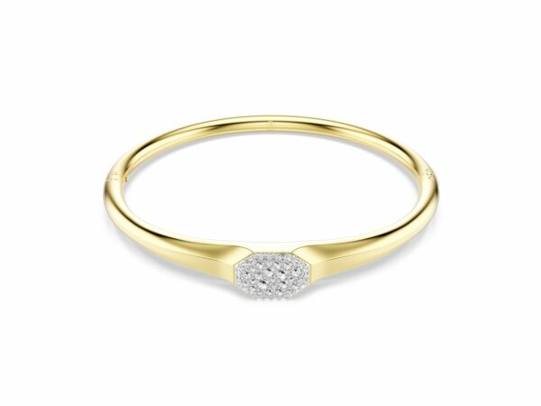 Άκαμπτο βραχιόλι Dextera, Στρογγυλή κοπή, Λευκό, Επιμετάλλωση σε χρυσαφί τόνο