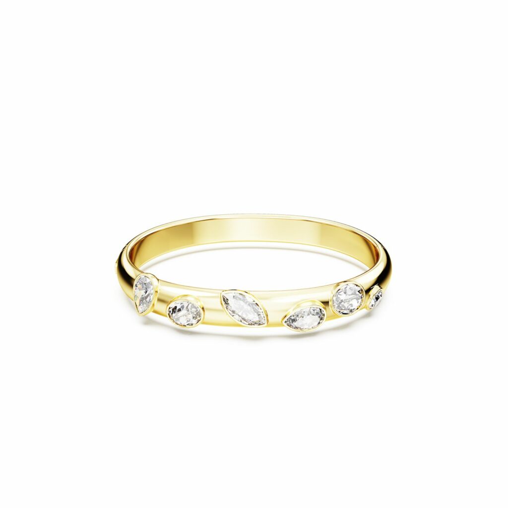 Άκαμπτο βραχιόλι Dextera, Μείξη κοπών, Λευκό, Επιμετάλλωση σε χρυσαφί τόνο