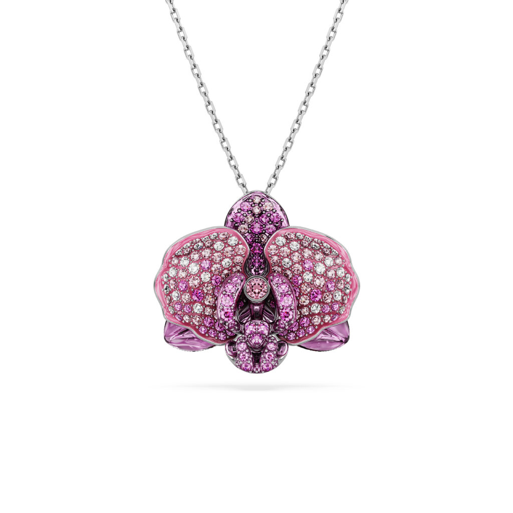 Μενταγιόν Idyllia, Λουλούδι, Ροζ, Επιμετάλλωση ροδίου