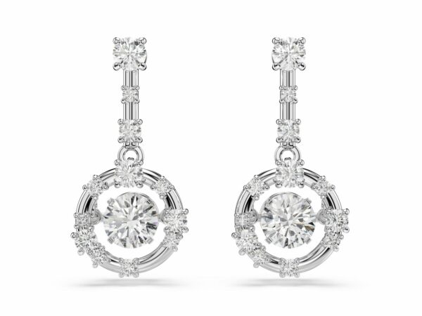 Σκουλαρίκια-σταγόνα Constella, Στρογγυλή κοπή, Dancing Stone, Λευκά, Επιμετάλλωση ροδίου