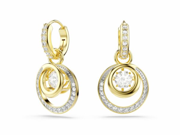 Σκουλαρίκια-σταγόνα Hyperbola, Στρογγυλή κοπή, Λευκά, Επιμετάλλωση σε χρυσαφί τόνο