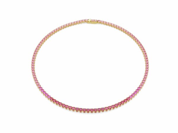 Κολιέ Tennis Matrix, Στρογγυλή κοπή, Ροζ, Επιμετάλλωση σε χρυσαφί τόνο